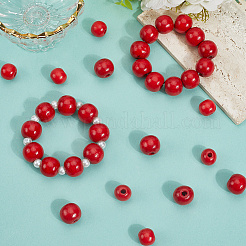100Pcs 2 Styles Spray Painted Natural Wood Beads&nbsp;WOOD-SC0002-13