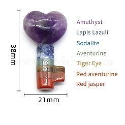 7 Chakra Natural Gemstone Heart Key Healing Stones&nbsp;G-PW0004-23