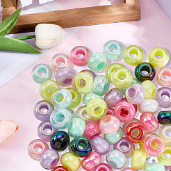 100Pcs UV Plating Rainbow Iridescent Acrylic European Beads&nbsp;MACR-PA0001-27
