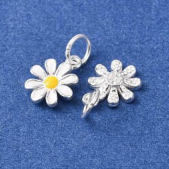 925 Sterling Silver Yellow and White Enamel Flower Charms&nbsp;STER-G050-03S
