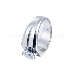304 Stainless Steel Pave Clear Cubic Zirconia Finger Rings for Men&nbsp;FS-WG96A01-05
