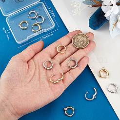 8 Pairs 2 Colors Brass Huggie Hoop Earring Finding&nbsp;KK-BBC0014-53