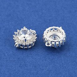 925 Sterling Silver Pave Clear Cubic Zirconia Connector Charms&nbsp;STER-P060-01S