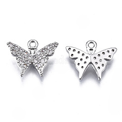 Brass Micro Pave Clear Cubic Zirconia Charms&nbsp;ZIRC-S069-022P