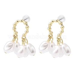 Alloy & Resin Imitation Pearl Pearl Tassel Stud Dangle Earrings&nbsp;EJEW-G466-09G