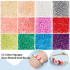 12Bags 12 Colors Opaque Glass Round Seed Beads&nbsp;GLAA-PH0003-32