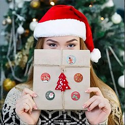 3 Rolls 3 Styles Christmas Round Dot Self Adhesive Paper Stickers Roll&nbsp;DIY-FS0010-32B