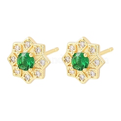 Brass Micro Pave Cubic Zirconia Stud Earrings for Women&nbsp;KK-A305-03G-06