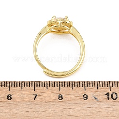 Brass Micro Pave Cubic Zirconia Adjustable Finger Rings for Women&nbsp;RJEW-Z113-31G