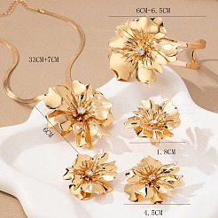 Flower Alloy Rhinestones Pendant Necklaces & Rings & Earring & Cuff Bangles Sets for Women&nbsp;FS-WGD7FD8-01