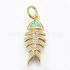 Brass Micro Pave Cubic Zirconia Pendants&nbsp;ZIRC-F091-06-G