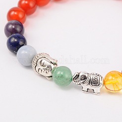 Stretch Buddhist Jewelry Multi-Color Gemstone Chakra Bracelets&nbsp;BJEW-JB01690-05