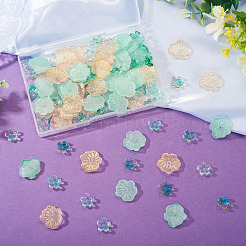100Pcs 4 Styles Baking Paint Transparent Glass Bead Caps&nbsp;DGLA-TA0001-46