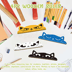 4Pcs 4 Styles Poplar Wood Ruler&nbsp;DIY-WH0663-001