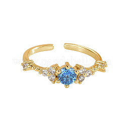 Brass Micro Pave Clear Cubic Zirconia Cuff Open Rings for Women&nbsp;WG0E64E-01
