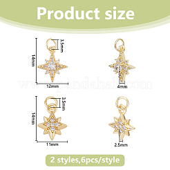 12Pcs 2 Styles Brass Micro Pave Cubic Zirconia Pendants&nbsp;KK-DC0004-83