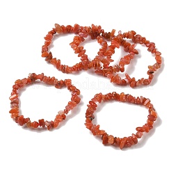 Natural South Red Agate Beaded Stretch Bracelets&nbsp;GG-CBADCD7-01