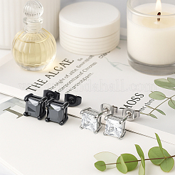4 PC 2 Colors Stainless Steel Square Stud Earrings&nbsp;EJEW-GO0003-14