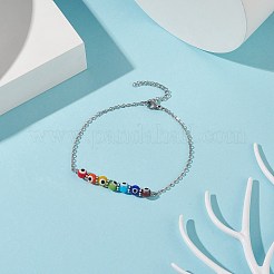 Multi-Colored Handmade Evil Eye Lampwork Anklets&nbsp;AJEW-AN00514-01