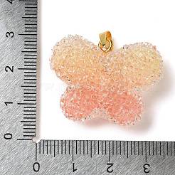 Transparent Resin Dotted Rhinetone Pendants&nbsp;RESI-N040-02G-RS