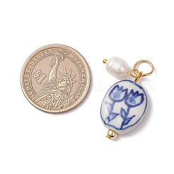 Handmade Porcelain with Natural Cultured Freshwater Pearl Pendants&nbsp;PALLOY-JF05047