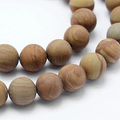 Natural Wood Lace Stone Wooden Jasper Beads Strands&nbsp;G-F518-21-10mm