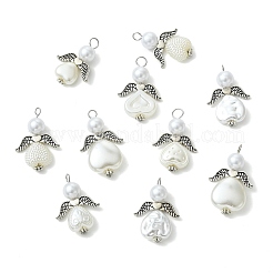 70Pcs 7 Styles ABS Plastic Pearl with Alloy Pendants&nbsp;PALLOY-CJ00186