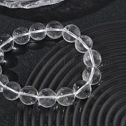 Natural Quartz Crystal Round Beaded Stretch Bracelets&nbsp;GG-CBA12F1-02E-12