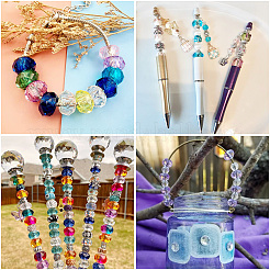 50Pcs 5 Colors Transparent Glass European Beads&nbsp;GPDL-TA0001-05