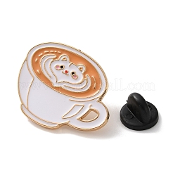 Cat Latte Coffee Enamel Brooches&nbsp;AL-I003-03G-05