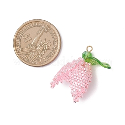 Glass Seed Beaded Rose Pendants&nbsp;PALLOY-MZ01064