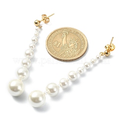 Shell Pearl Long Tassel Dangle Stud Earrings&nbsp;EJEW-TA00242