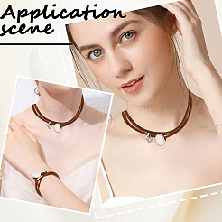 2Pcs 2 Styles Alloy Rectangle PU Leather Layered Cord Choker Necklaces for Women&nbsp;NJEW-CL0001-34A