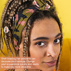 Tibetan Style Alloy & Cowrie Shell Braiding Hair Pendants Decoration&nbsp;OHAR-AB00016