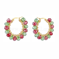 Bling Glass Braided Big Hoop Earrings&nbsp;EJEW-TA00087