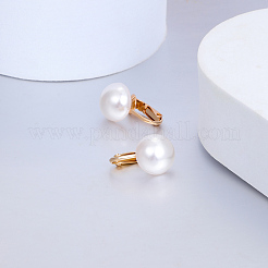 Elegant Copper Half Circle Pearl Clip-on Earrings for Women.&nbsp;WZ3764