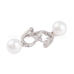Rack Plating Brass Clear Cubic Zirconia ABS Pearl Earrings&nbsp;EJEW-S219-15P-05
