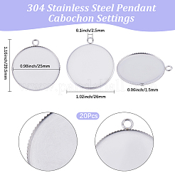 20Pcs 304 Stainless Steel Pendant Cabochon Settings&nbsp;STAS-BBC0010-67P-02
