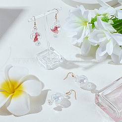 2 Pairs 2 Colors Lace Inside Glass Candy Ball Dangle Earrings&nbsp;EJEW-FI0001-15