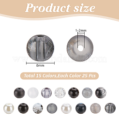 375Pcs 15 Styles DIY Jewerly Round Bead Kits&nbsp;DIY-AR0004-63