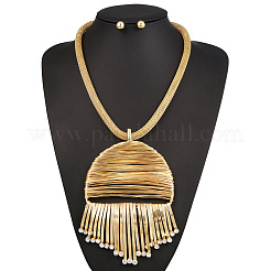 Alloy Rhinestone Fringe Choker Necklace & Ball Stud Earrings Sets for Women&nbsp;WG0D979-01