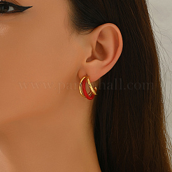 Stainless Steel Triple C-Shaped Stud Earrings&nbsp;LH1344