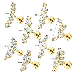 8Pcs 8 Styles Brass Micro Pave Clear Cubic Zirconia and Acrylic Cartilage Earrings&nbsp;WG69006-01