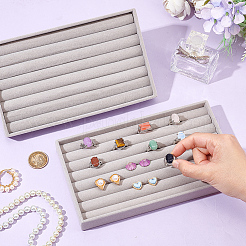 7-Slot Rectangle Velvet Wedding Ring Storage Display Trays&nbsp;AJEW-WH0471-129A