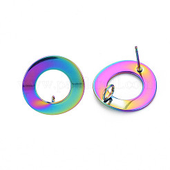 Rainbow Color 304 Stainless Steel Stud Earring Findings&nbsp;LS-STAS-N098-018