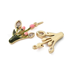 Brass Micro Pave Cubic Zirconia Pendants&nbsp;KK-P325-43G