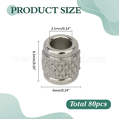 80Pcs 304 Stainless Steel European Beads&nbsp;STAS-ME0002-94