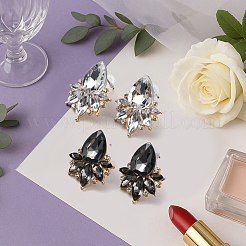 4 Pairs 2 Colors Alloy Rhinestone Teardrop Stud Earrings&nbsp;EJEW-GO0003-15