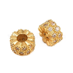Brass Micro Pave Clear Cubic Zirconia Beads&nbsp;CU-CBA6A75-12G