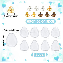 9Pcs 3 Styles Alloy Bead Cap Pendant Bails&nbsp;FIND-DR0001-20A